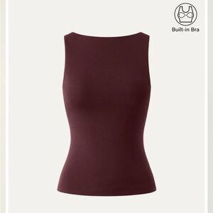 OGL Cotton Stretch Boatneck Brami Tank Built In Bra color Ruby Red Size XS NWT!